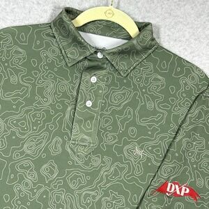 Texas Standard Polo Shirt Mens Large Big Bend Topo Geometric Golf Performance